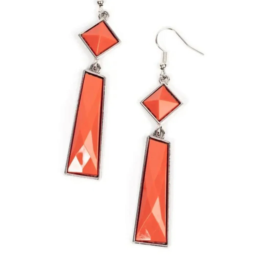 ​Paparazzi Jewelry Accessories - Hollywood Harmony - Orange Earrings - Vintage
